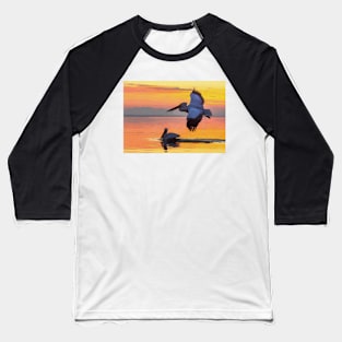 Pelican At In Flight At Sunset Baseball T-Shirt